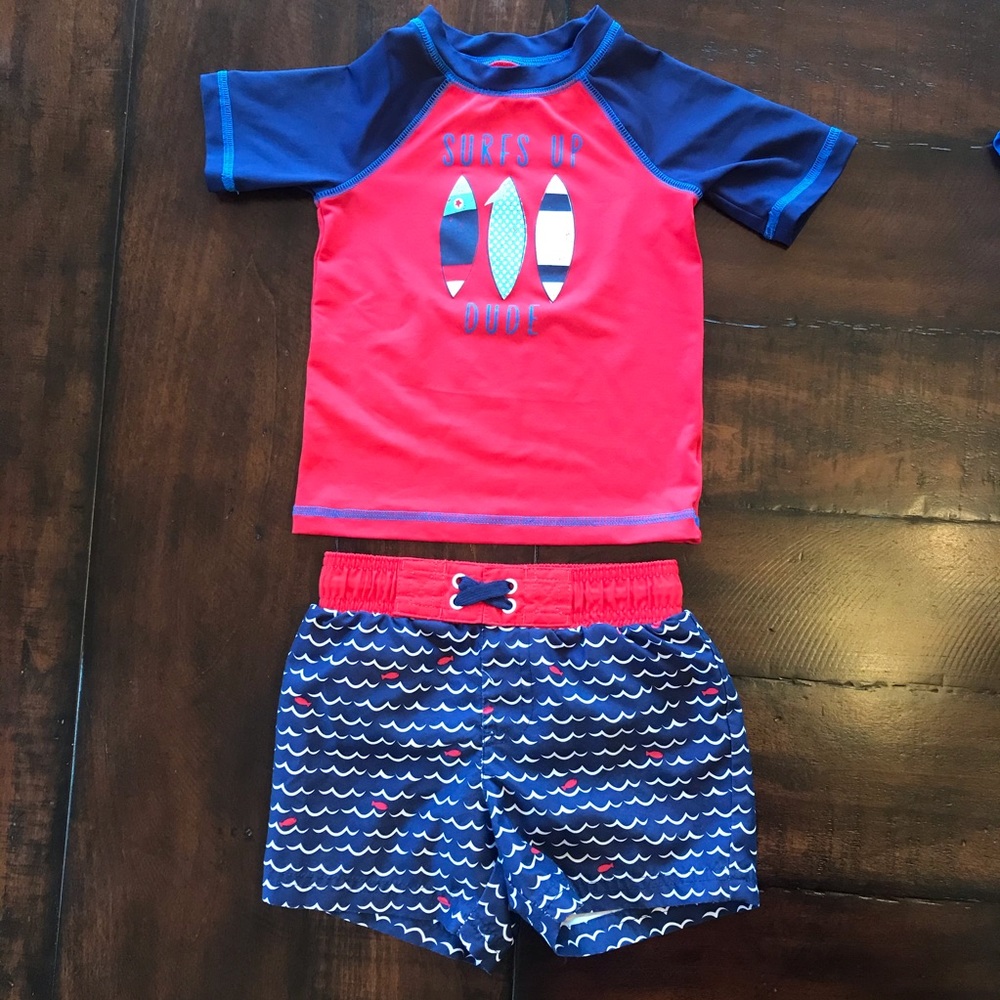 2T Cat & Jack Rash guard and swim trunks